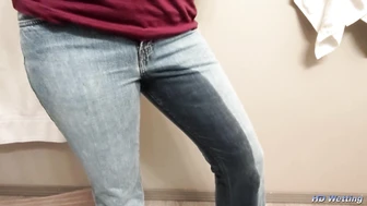 Recording Herself Wetting in Jeans